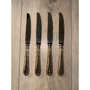 4 PCs‎ Yamazaki ALLEGRA GOLD ACCENT 18/8 Stainless Flatware Dinner Knives